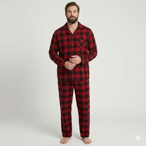 Target Wondershop Men's Large L Red & Black Buffalo Plaid Flannel Pajama PJ Set